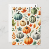 Pompoen Halloween, Botanisch groen en Herfst Briefkaart (Voorkant / Achterkant)