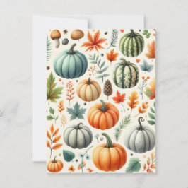 Pompoen Halloween, Botanisch groen en Herfst Briefkaart