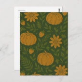 Pompoen Halloween, Botanisch groen en Herfst Briefkaart (Voorkant / Achterkant)