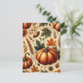 Pompoen Halloween, Botanisch groen en Herfst Briefkaart (Staand voorkant)