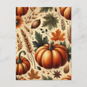 Pompoen Halloween, Botanisch groen en Herfst Briefkaart (Voorkant)