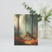 Pompoen Halloween, Botanisch groen en Herfst Briefkaart (Staand voorkant)