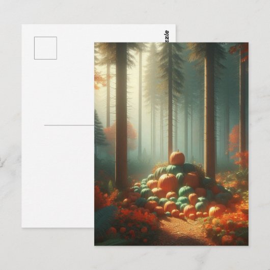 Pompoen Halloween, Botanisch groen en Herfst Briefkaart (Voorkant / Achterkant)