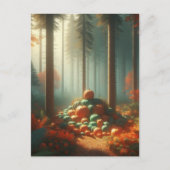 Pompoen Halloween, Botanisch groen en Herfst Briefkaart (Voorkant)