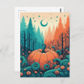 Pompoen Halloween, Botanisch groen en Herfst Briefkaart (Voorkant / Achterkant)