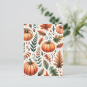 Pompoen Halloween, Botanisch groen en Herfst Briefkaart (Staand voorkant)