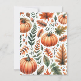 Pompoen Halloween, Botanisch groen en Herfst Briefkaart