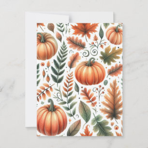 Pompoen Halloween, Botanisch groen en Herfst Briefkaart