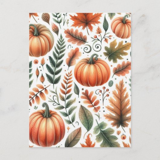 Pompoen Halloween, Botanisch groen en Herfst Briefkaart (Voorkant)