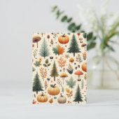 Pompoen Halloween, Botanisch groen en Herfst Briefkaart (Staand voorkant)