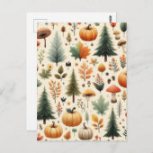 Pompoen Halloween, Botanisch groen en Herfst Briefkaart (Voorkant / Achterkant)