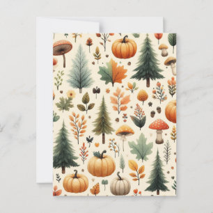 Pompoen Halloween, Botanisch groen en Herfst Briefkaart