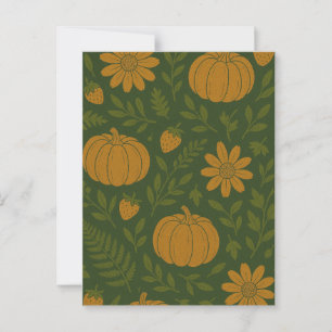 Pompoen Halloween, botanisch groen & herfst Briefkaart