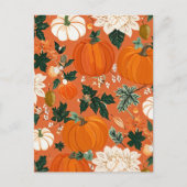 Pompoen Halloween, Botanische Sinaasappel Greenery Briefkaart (Voorkant)