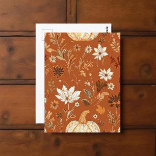 Pompoen Halloween, Botanische Terracotta & Herfst Briefkaart