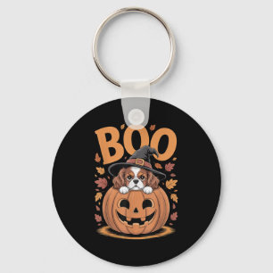 Pompoen Halloween Cavalier King Charles Spaniel Sleutelhanger