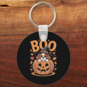 Pompoen Halloween Cavalier King Charles Spaniel Sleutelhanger (Voorkant)