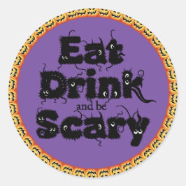 Pompoen Halloween 'eten, drinken en eng zijn' Stic Ronde Sticker