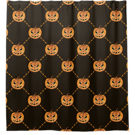 Pompoen Halloween feest thema. Douchegordijn (Voorkant)
