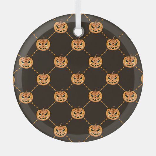 Pompoen Halloween feest thema. Glas Ornament (Voorkant)
