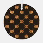 Pompoen Halloween feest thema. Glas Ornament (Achterkant)