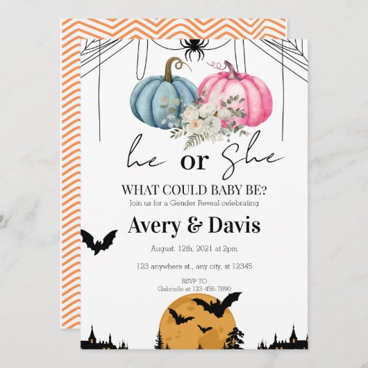 Pompoen Halloween Geslacht onthullen Kaart (Voorkant / Achterkant)