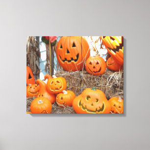 Pompoen halloween jack o lantaarn oranje pompoenen canvas afdruk