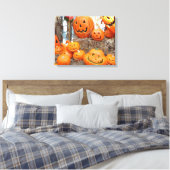 Pompoen halloween jack o lantaarn oranje pompoenen canvas afdruk (Insitu (Slaapkamer))