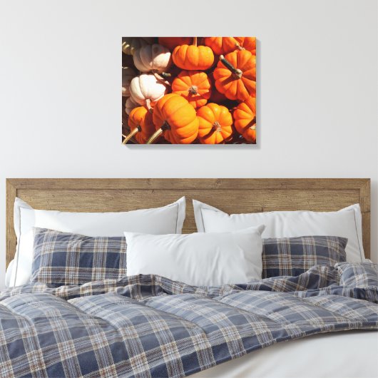 Pompoen halloween jack o lantaarn oranje pompoenen canvas afdruk (Insitu (Slaapkamer))