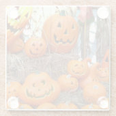 Pompoen halloween jack o lantaarn oranje pompoenen glazen onderzetter (Achterkant)