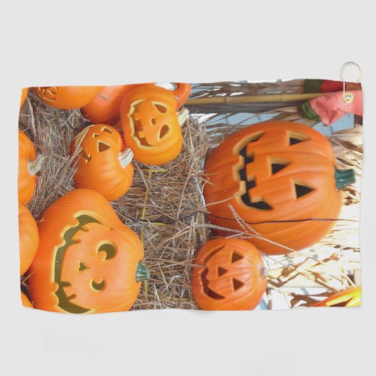 Pompoen halloween jack o lantaarn oranje pompoenen golfhanddoek (Horizontaal)