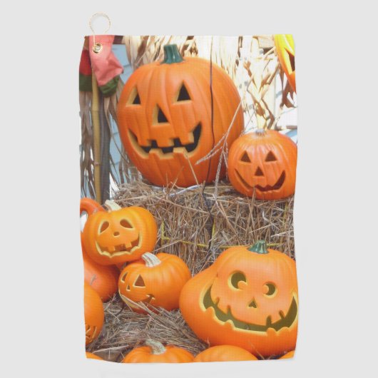 Pompoen halloween jack o lantaarn oranje pompoenen golfhanddoek (Voorkant)