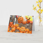 Pompoen halloween jack o lantaarn oranje pompoenen kaart (Gele Bloem)