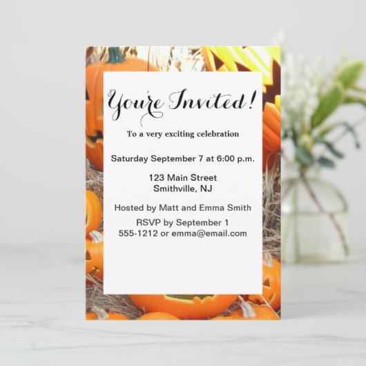 Pompoen halloween jack o lantaarn oranje pompoenen kaart (Staand voorkant)