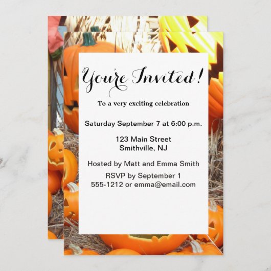 Pompoen halloween jack o lantaarn oranje pompoenen kaart (Voorkant / Achterkant)