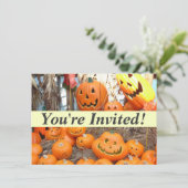 Pompoen halloween jack o lantaarn oranje pompoenen kaart (Staand voorkant)