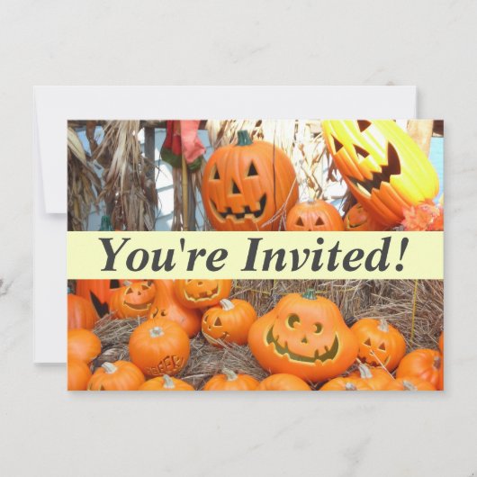 Pompoen halloween jack o lantaarn oranje pompoenen kaart (Voorkant)