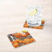 Pompoen halloween jack o lantaarn oranje pompoenen kartonnen onderzetters (Insitu)