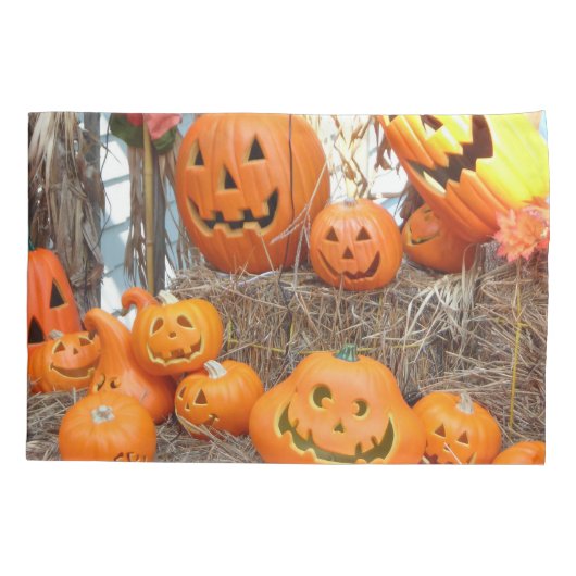 Pompoen halloween jack o lantaarn oranje pompoenen kussensloop (Achterkant)