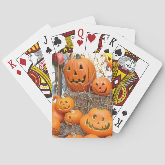 Pompoen halloween jack o lantaarn oranje pompoenen pokerkaarten (Achterkant)