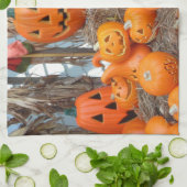 Pompoen halloween jack o lantaarn oranje pompoenen theedoek (Gevouwen)