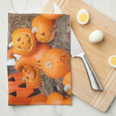 Pompoen halloween jack o lantaarn oranje pompoenen theedoek (Quarter Fold)