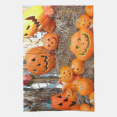 Pompoen halloween jack o lantaarn oranje pompoenen theedoek (Verticaal)