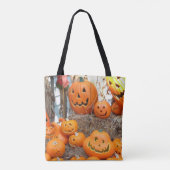 Pompoen halloween jack o lantaarn oranje pompoenen tote bag (Achterkant)