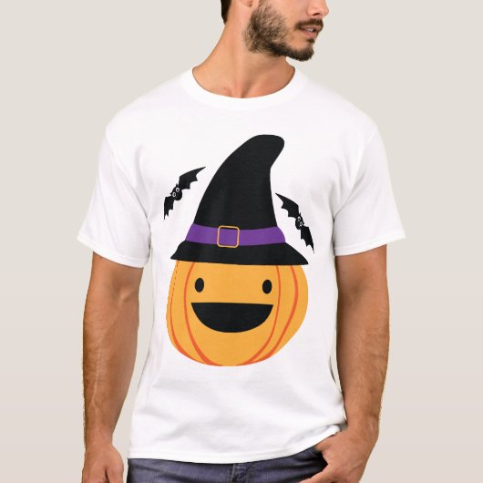 Pompoen Halloween Jack O Lantern Vleermuis T-shirt (Voorkant)