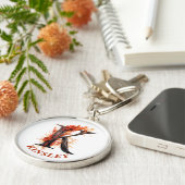 Pompoen Halloween Naam Letter K Floral Monogram Sleutelhanger (Zijkant)