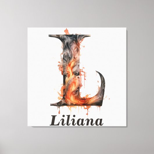 Pompoen Halloween Naam Letter L Floral Monogram Canvas Afdruk (Voorkant)