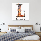 Pompoen Halloween Naam Letter L Floral Monogram Canvas Afdruk (Insitu (Slaapkamer))