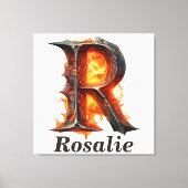 Pompoen Halloween Naam Letter R Floral Monogram Canvas Afdruk (Voorkant)