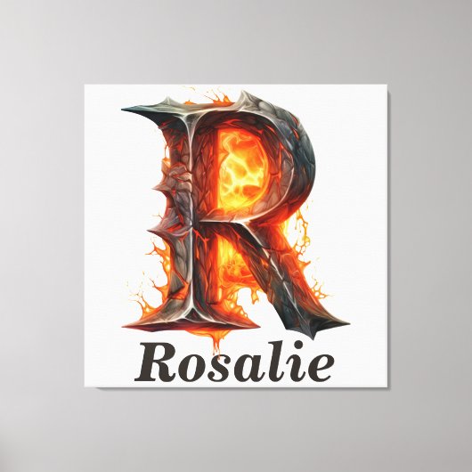 Pompoen Halloween Naam Letter R Floral Monogram Canvas Afdruk (Voorkant)